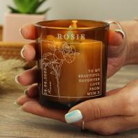 Personalised June Rose Birth Flower Amber Glass Jar Candle Extra Image 3 Preview